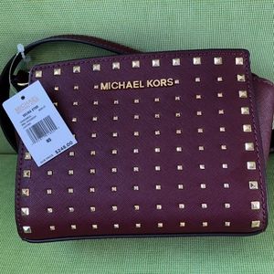 Michael Kors Selma Stud Mini Crossbody Merlot